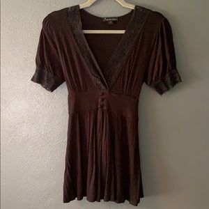 Black tunic length top with lace detail size M